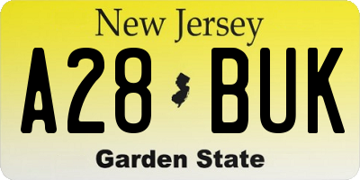 NJ license plate A28BUK