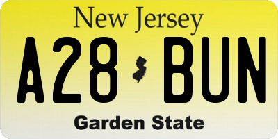 NJ license plate A28BUN