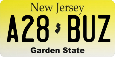 NJ license plate A28BUZ