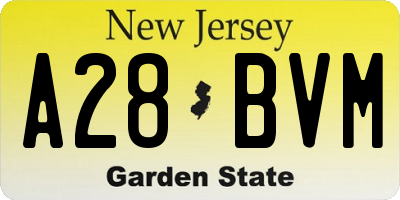 NJ license plate A28BVM