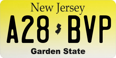 NJ license plate A28BVP