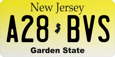 NJ license plate A28BVS