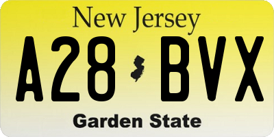 NJ license plate A28BVX