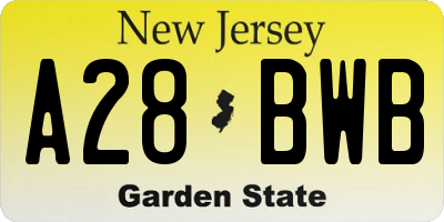 NJ license plate A28BWB