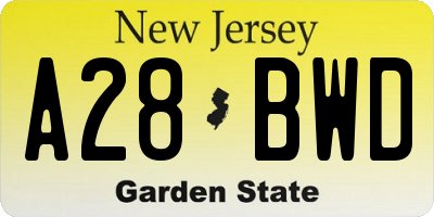 NJ license plate A28BWD