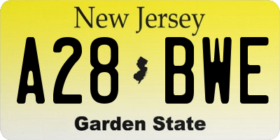 NJ license plate A28BWE