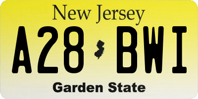NJ license plate A28BWI