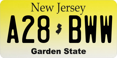 NJ license plate A28BWW