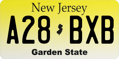 NJ license plate A28BXB