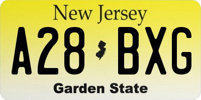 NJ license plate A28BXG