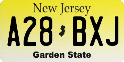 NJ license plate A28BXJ