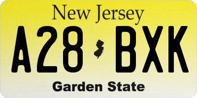 NJ license plate A28BXK
