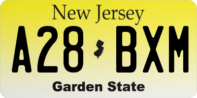 NJ license plate A28BXM