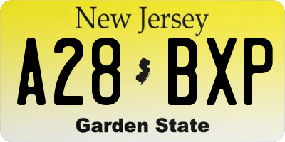 NJ license plate A28BXP