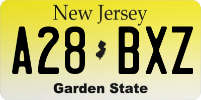 NJ license plate A28BXZ