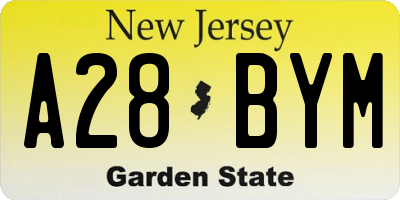 NJ license plate A28BYM