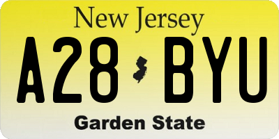 NJ license plate A28BYU