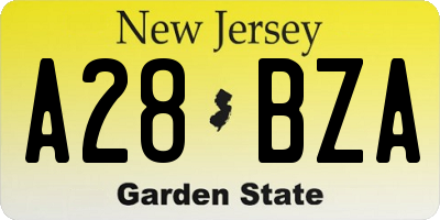 NJ license plate A28BZA