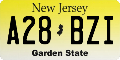 NJ license plate A28BZI