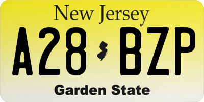 NJ license plate A28BZP