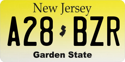 NJ license plate A28BZR