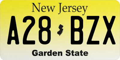 NJ license plate A28BZX