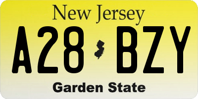NJ license plate A28BZY