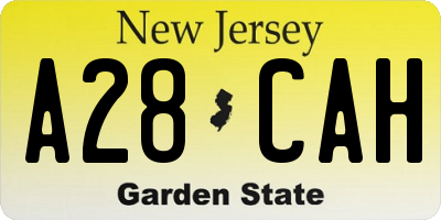 NJ license plate A28CAH