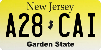 NJ license plate A28CAI