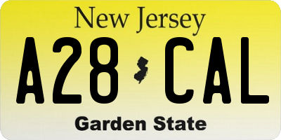 NJ license plate A28CAL