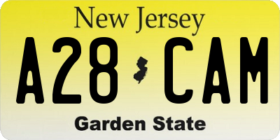 NJ license plate A28CAM