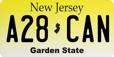 NJ license plate A28CAN