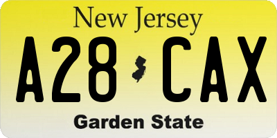 NJ license plate A28CAX