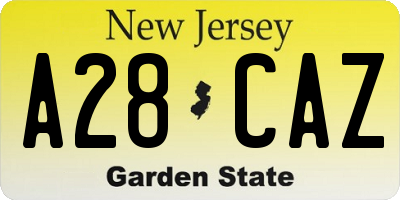 NJ license plate A28CAZ