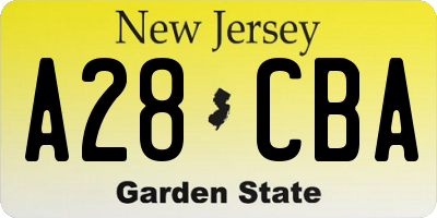 NJ license plate A28CBA