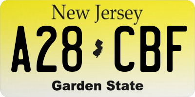 NJ license plate A28CBF