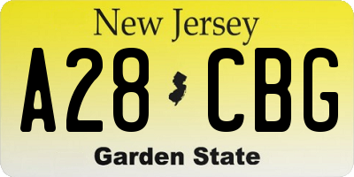 NJ license plate A28CBG