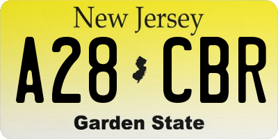 NJ license plate A28CBR