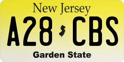 NJ license plate A28CBS