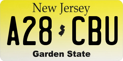 NJ license plate A28CBU