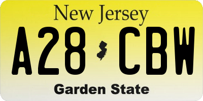 NJ license plate A28CBW
