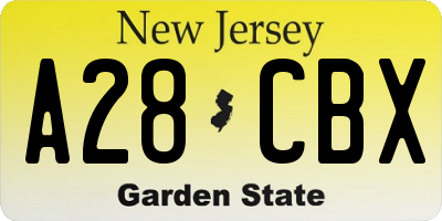 NJ license plate A28CBX
