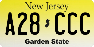 NJ license plate A28CCC