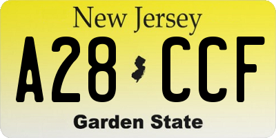 NJ license plate A28CCF