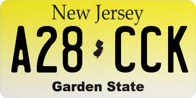 NJ license plate A28CCK