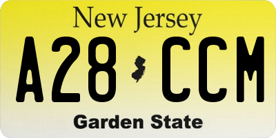 NJ license plate A28CCM