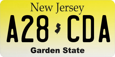 NJ license plate A28CDA