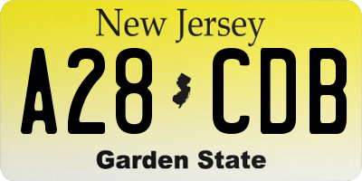 NJ license plate A28CDB