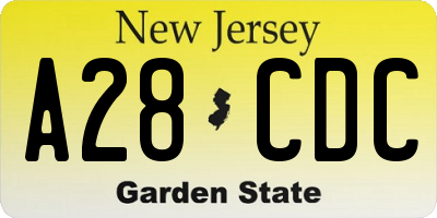 NJ license plate A28CDC