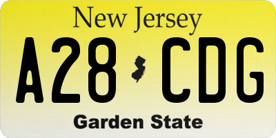 NJ license plate A28CDG
